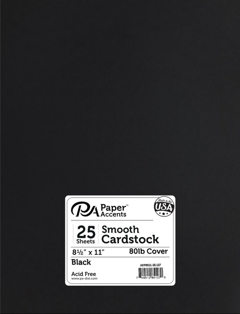 Paper Accents Cdstk Smooth 8.5x11 80lb Black